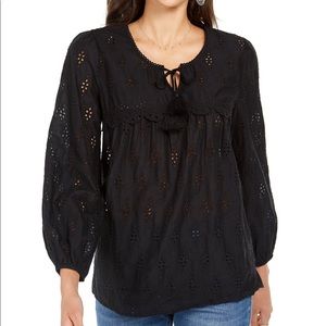 NEW Style & Co Eyelet Tassel Blouse